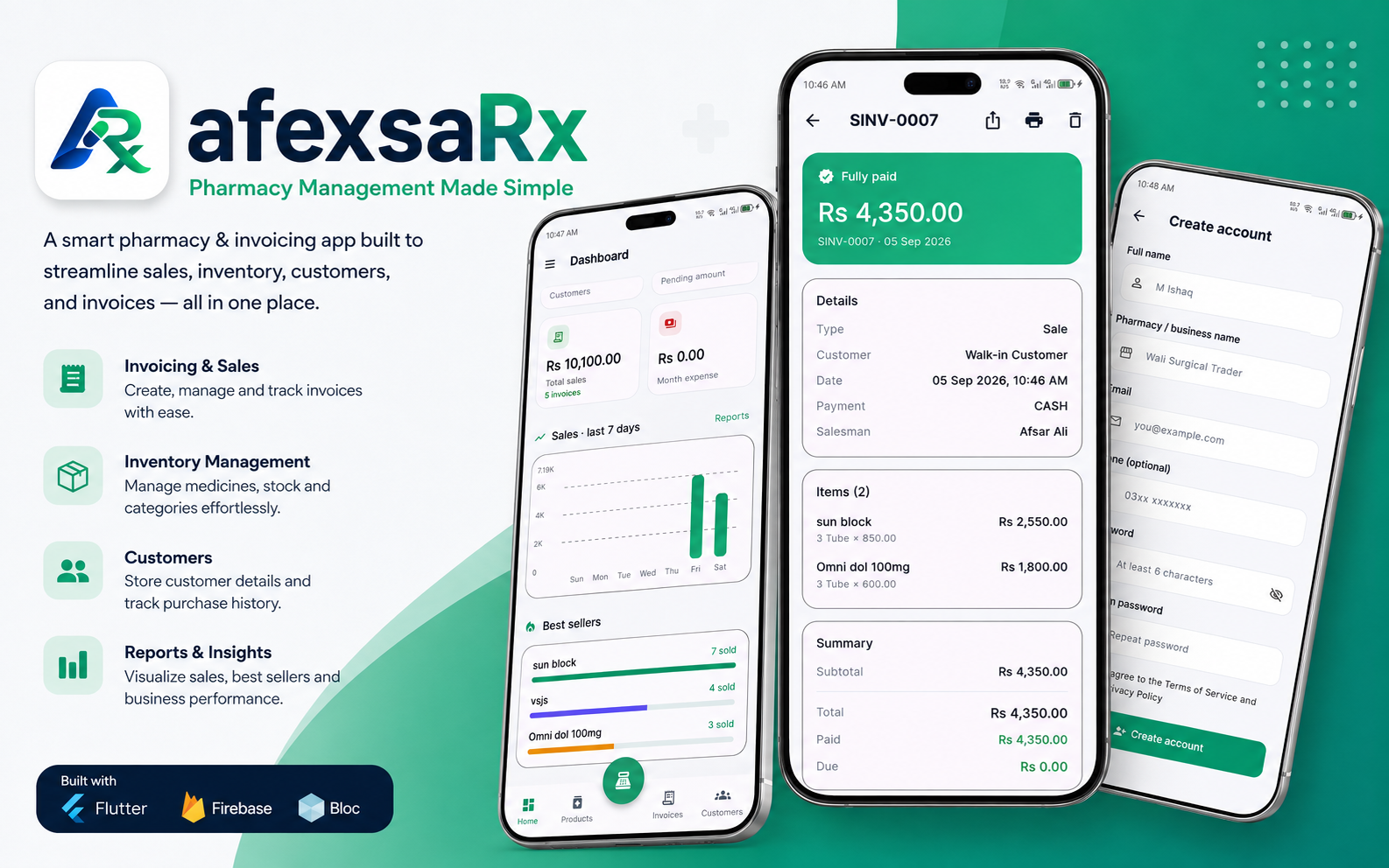 AfexsaRx — main screen
